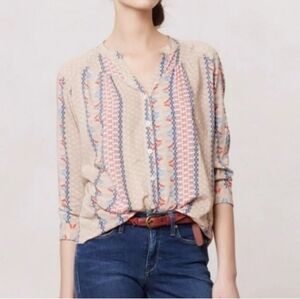 Maeve Anthropologie Sunset District Button down Southwestern long sleeve blouse